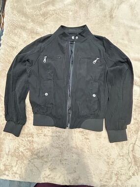 iris Black Men's Bomber Jacket with Zip Chest Pockets
